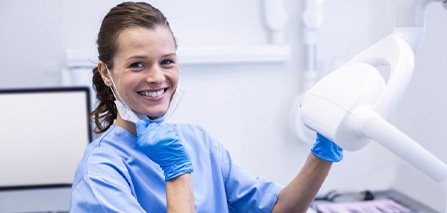 Dental hygienist smiles