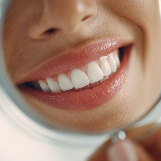 A beautiful smile reflected in mirror