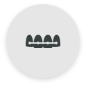 Row of teeth with braces icon
